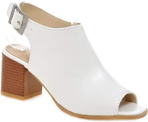 MIOKE Women's Peep Toe Block Mid Heel Sandals Cutout Buckle Slingback Chunky Heeled Dress Pumps Sandal