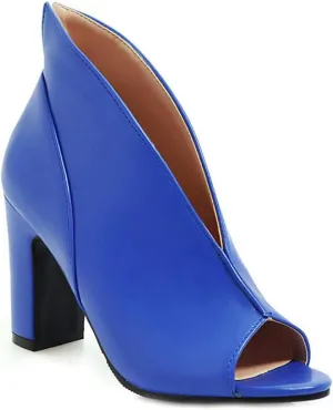 MIOKE Women's Peep Toe Chunky Block High Heel Sandals Fashion Slip On Dress Heeled Pump Booties Shoes
