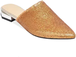 MIOKE Women's Pointed Toe Slip On Flat Slide Sandals Fashion Clear Comfort Backless Dress Mule Slippers