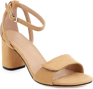 MIOKE Women's Sweet Bow Block High Heel Sandals Open Toe Single Band Ankle Strap Chunky Dress Heeled Sandal
