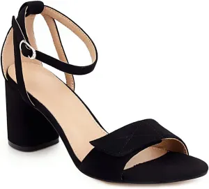MIOKE Women's Sweet Bow Block High Heel Sandals Open Toe Single Band Ankle Strap Chunky Dress Heeled Sandal