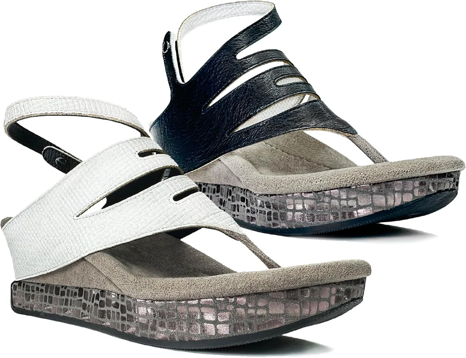 Modzori Grace 1 Women's Reversible Mid-wedge Sandals with Adjustable Ankle Strap