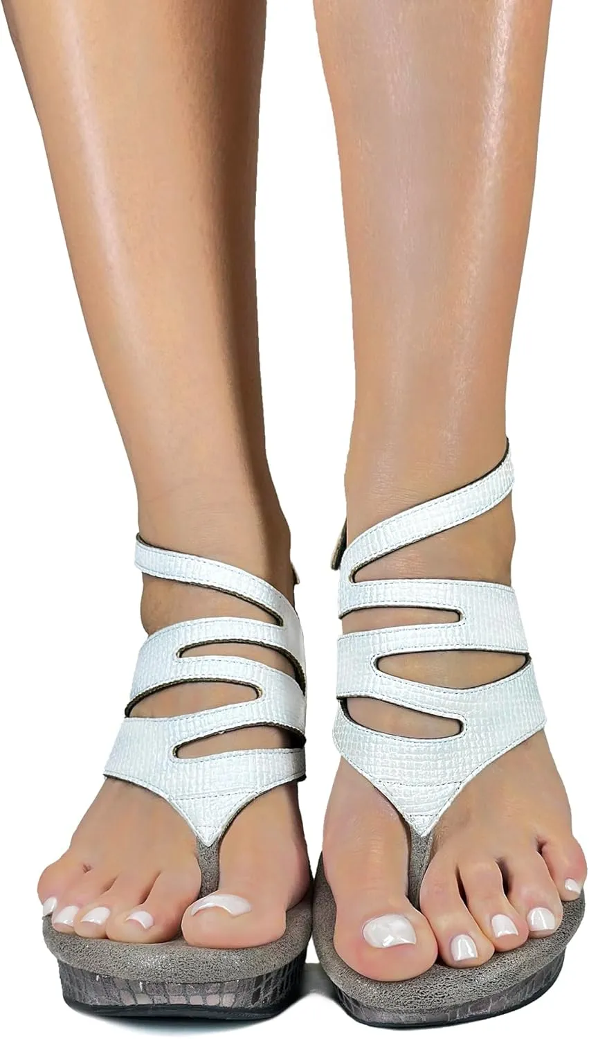 Modzori Grace 1 Women's Reversible Mid-wedge Sandals with Adjustable Ankle Strap