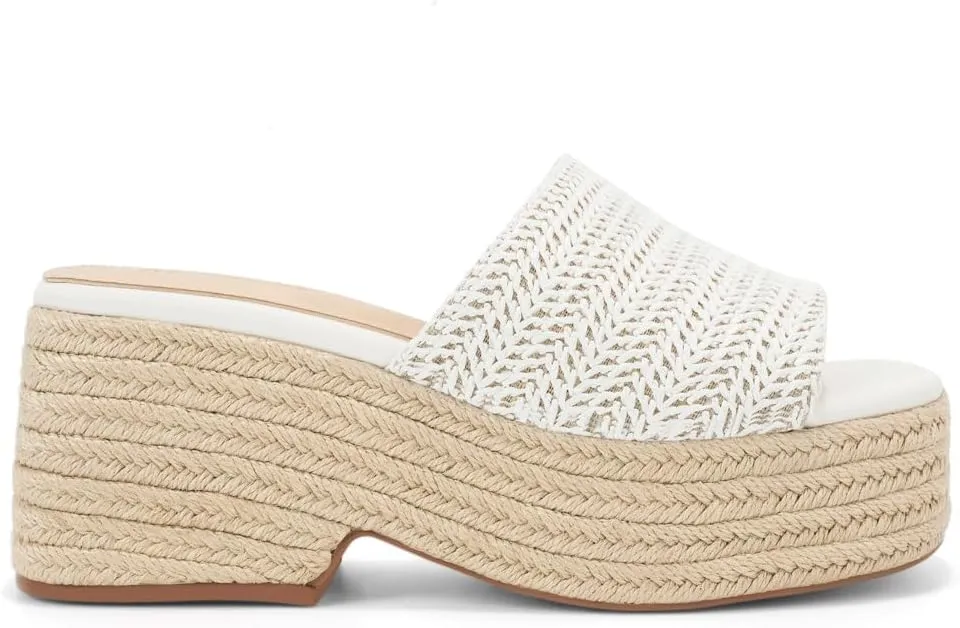 Monrovia Platform Sandals for Women, Wedge Espadrille Slides with Raffia Straw, Comfortable Brown Summer Sandals for Beach, Walking, Camping, Vacation