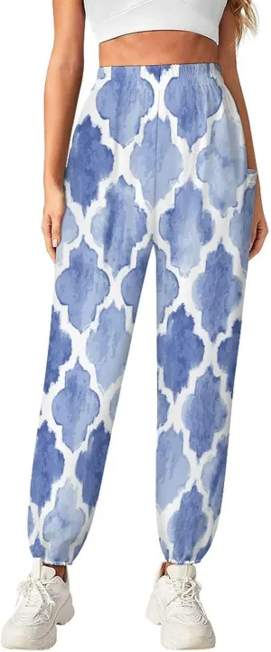Moroccan Texture Yoga Bloomers Womans Hippie Harem Pant Lantern Pants Elastic Gym Yoga Clothes Loose Casual Slacks
