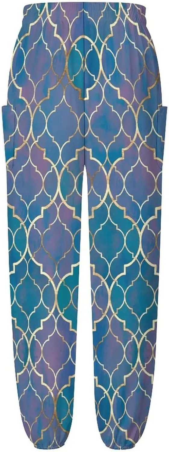 Moroccan Texture Yoga Bloomers Womans Hippie Harem Pant Lantern Pants Elastic Gym Yoga Clothes Loose Casual Slacks