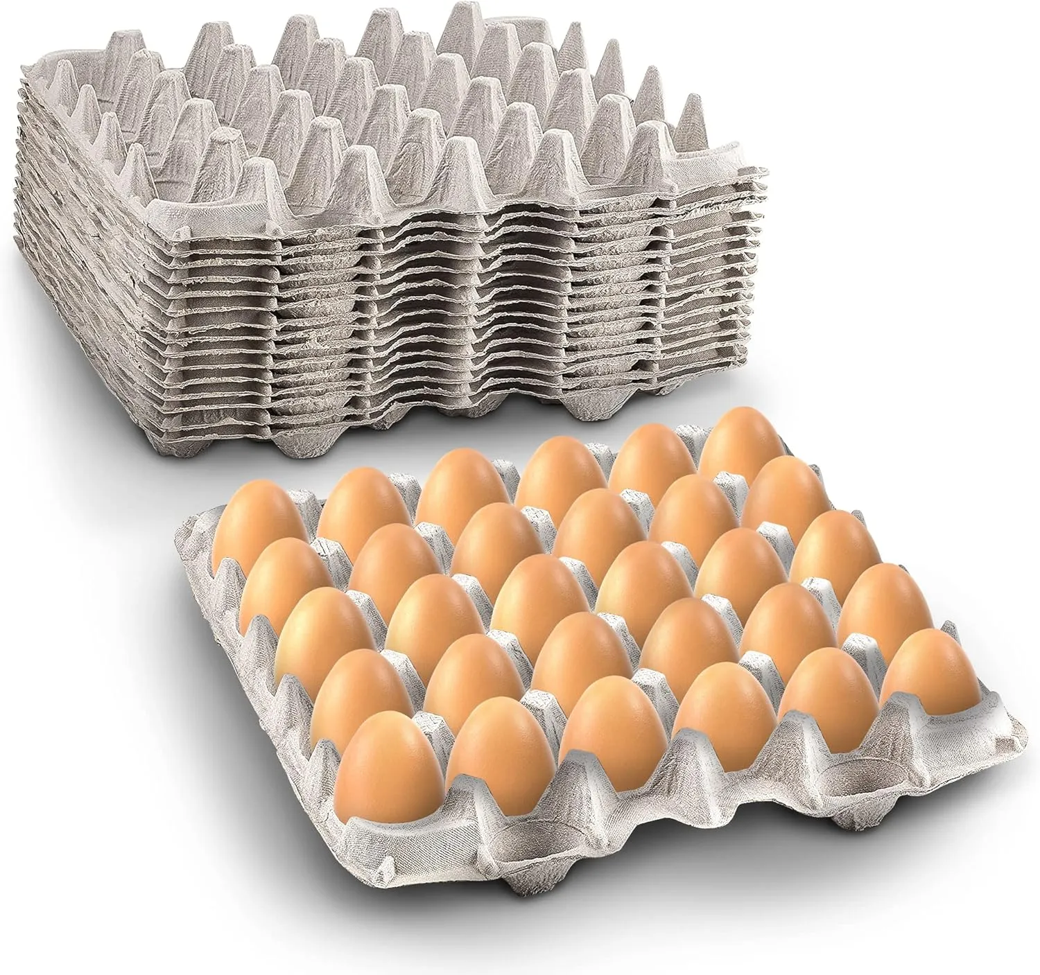 MT Products Pulp Fiber Egg Flat Cartons Holds 30 Eggs - Egg Crate for Chicken Farm - Made in the USA