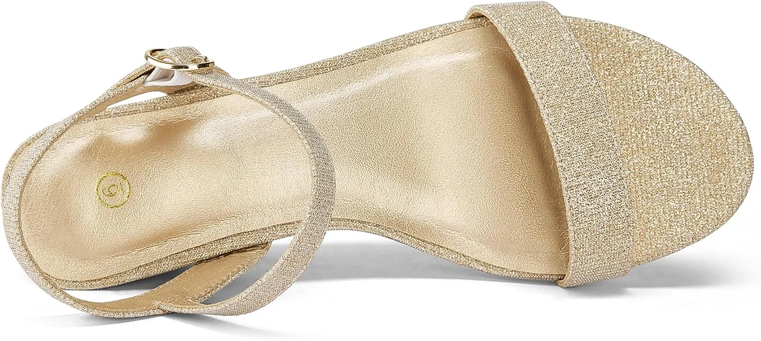 mysoft Women's Wedge Sandals 2 Inch Low Heel Open Toe Ankle Strap Summer Wedding Party Dress Shoes