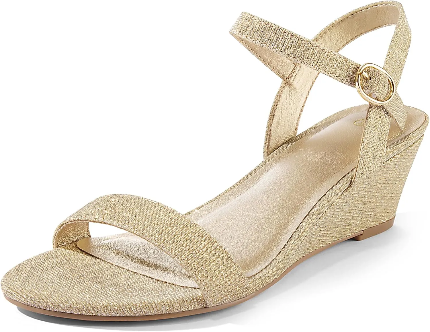 mysoft Women's Wedge Sandals 2 Inch Low Heel Open Toe Ankle Strap Summer Wedding Party Dress Shoes