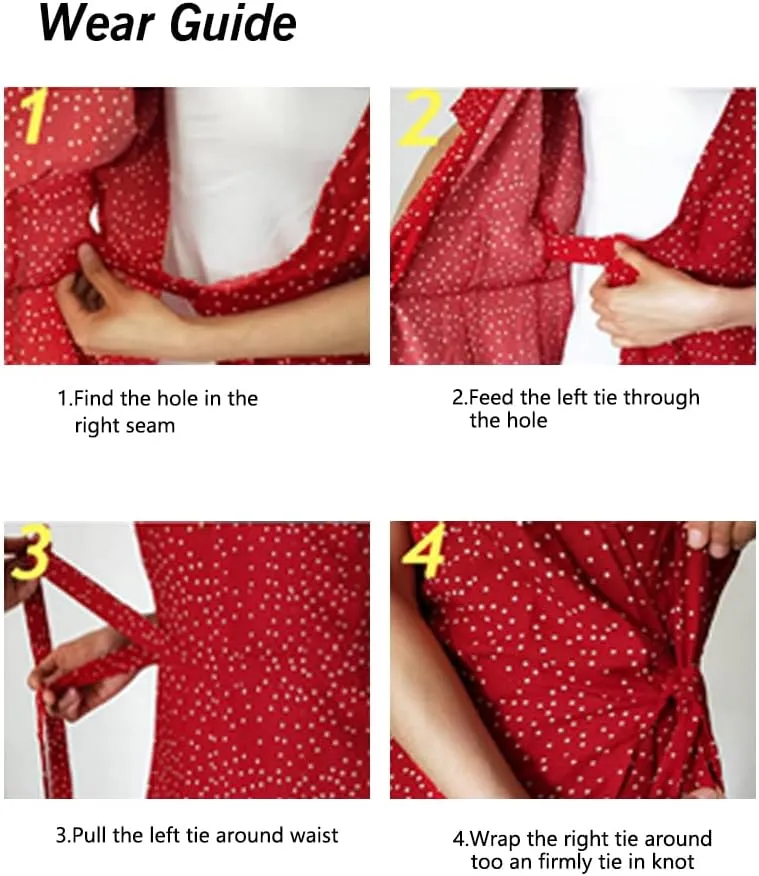 Naggoo Women's Summer Wrap V Neck Polka Dot Print Ruffle Short Sleeve Mini Floral Dress with Belt
