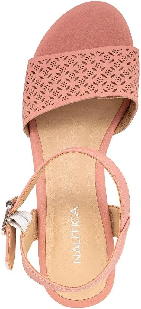 Nautica Womens Platform Wedge Sandals Fashion Ankle Strap Lightweight Cushioned Casual Beach Sandal - Lightweight & Comfortable