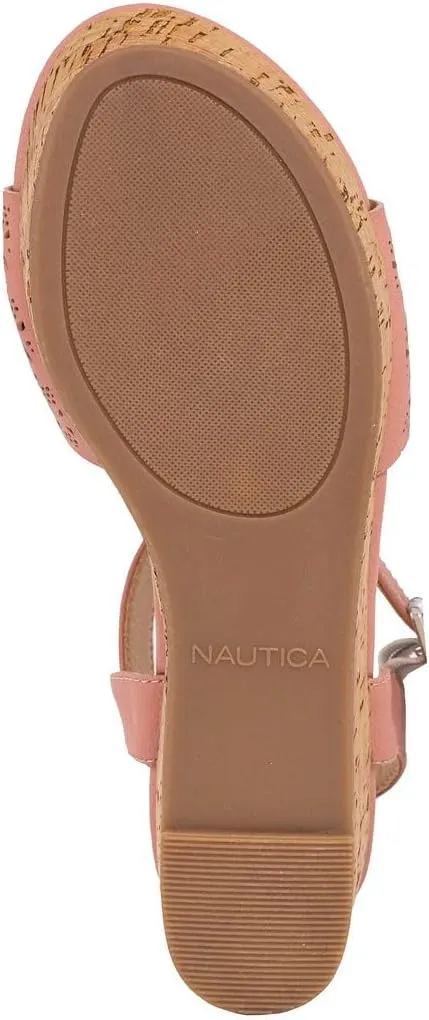 Nautica Womens Platform Wedge Sandals Fashion Ankle Strap Lightweight Cushioned Casual Beach Sandal - Lightweight & Comfortable