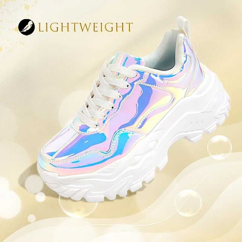 Niluber Chunky Sneakers for Women White Black Red Purple Platform Sneakers Comfortable Casual Lace Up Fashion Tennis Shoes