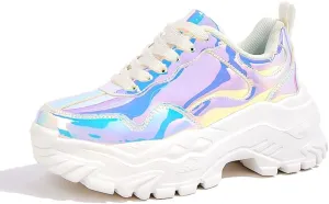 Niluber Chunky Sneakers for Women White Black Red Purple Platform Sneakers Comfortable Casual Lace Up Fashion Tennis Shoes