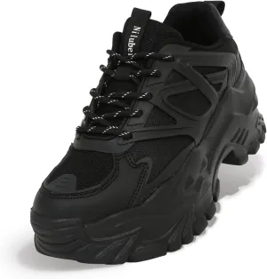 Niluber Chunky Sneakers for Women White Black Red Purple Platform Sneakers Comfortable Casual Lace Up Fashion Tennis Shoes