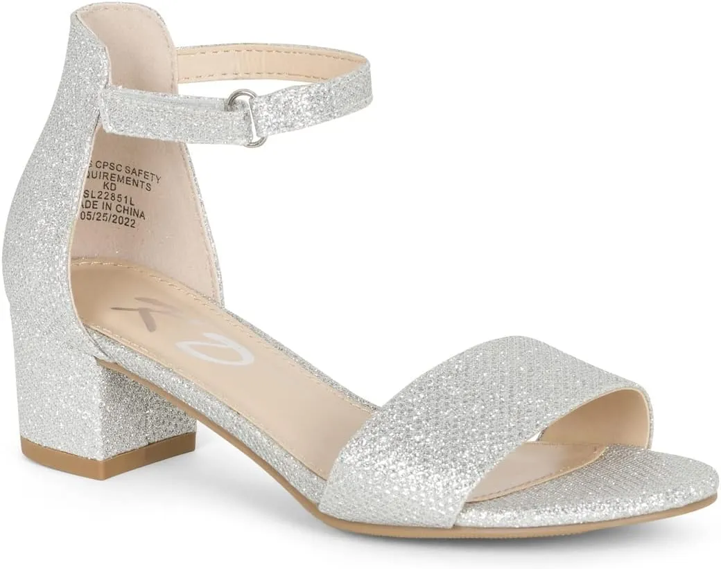 NILZA Girls/Kids/Children - Wide band Comfortable Sole with Ankle Strap Block Heel Sandals Shoes