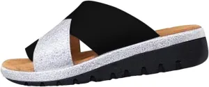 Non-Slip Wedge Sandals for Women Summer Casual Colorblock Cross Strap Slip-on Slippers Comfortable Open Toe Outdoor Home Beach Shoes Flip Flops