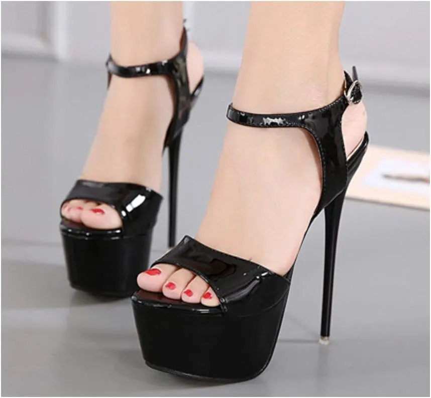 OCHENTA Women's Open Toe Platform Sky High Stiletto Heels Ankle Strap Sandals