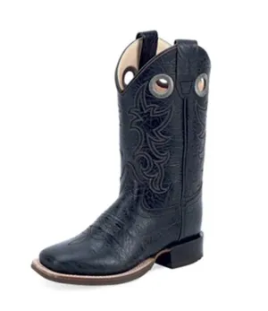 Old West Kids Black Square Toe Boots