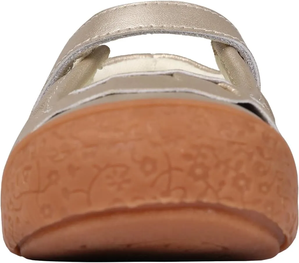 Oomphies Amina Leather Mary Jane Shoes for Girls – Ruffled Dress Shoes with Hook & Loop Closure, Soft Cushion Footbed