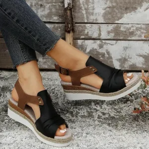 Orthopedic Wedge Sandals for Women 2025 Summer Dressy Flat Open Toe Ankle Strap Espadrilles Casual Strappy Slip on Platform Sandals Shoes Beach Boho Sandals Comfortable Outdoor Shoe