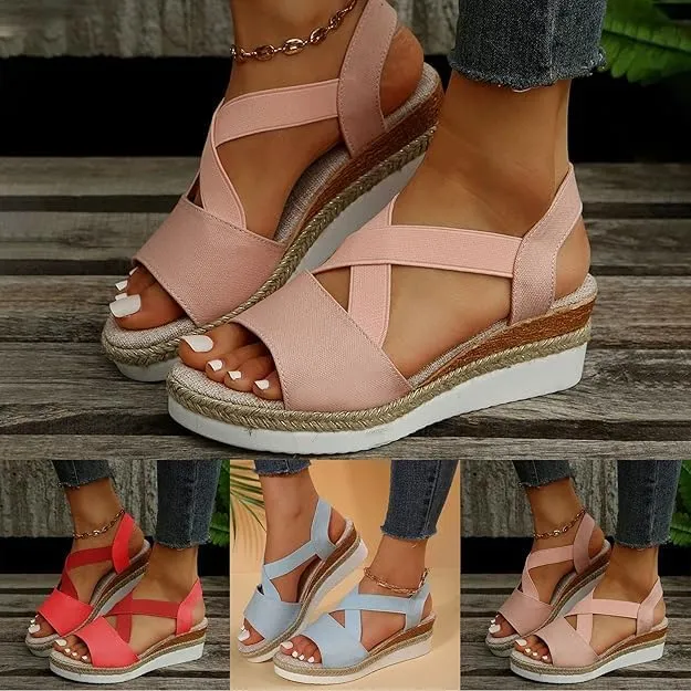 Orthopedic Wedge Sandals For Women Dressy Summer Comfortable Walking, Womens Espadrilles Wedges Sandals Heels Open Toe Platform Buckle Ankle Strap Casual Beach Shoes 2025 Vacation