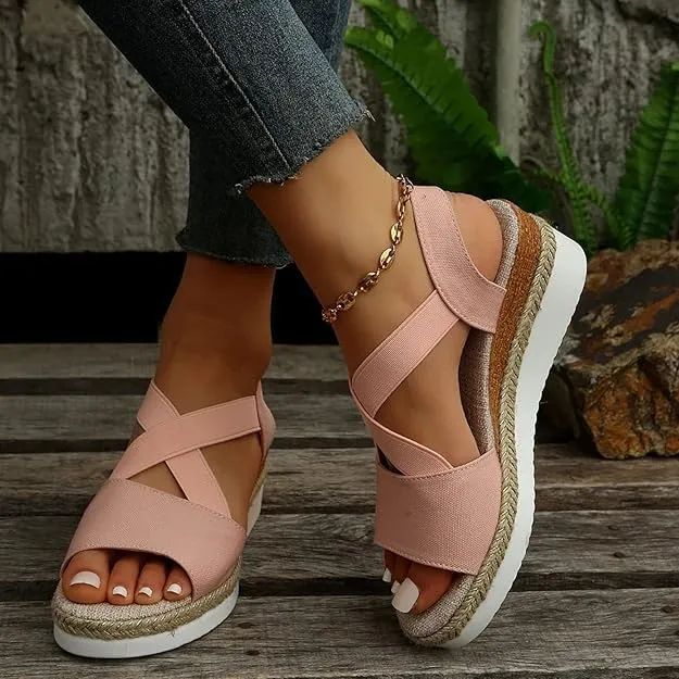 Orthopedic Wedge Sandals For Women Dressy Summer Comfortable Walking, Womens Espadrilles Wedges Sandals Heels Open Toe Platform Buckle Ankle Strap Casual Beach Shoes 2025 Vacation