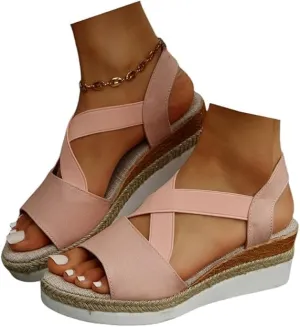 Orthopedic Wedge Sandals For Women Dressy Summer Comfortable Walking, Womens Espadrilles Wedges Sandals Heels Open Toe Platform Buckle Ankle Strap Casual Beach Shoes 2025 Vacation