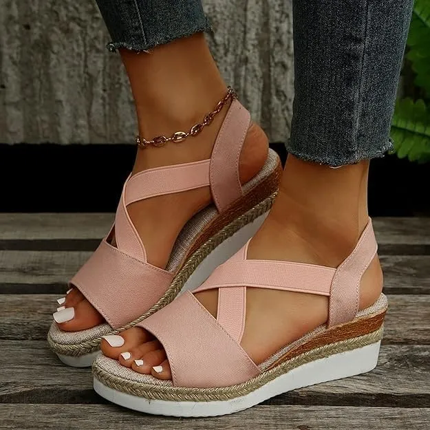 Orthopedic Wedge Sandals For Women Dressy Summer Comfortable Walking, Womens Espadrilles Wedges Sandals Heels Open Toe Platform Buckle Ankle Strap Casual Beach Shoes 2025 Vacation