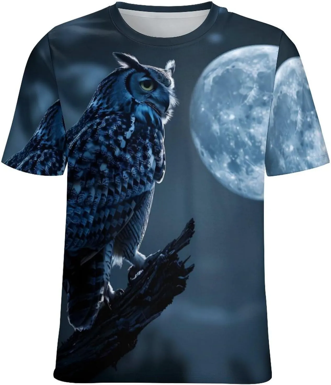 Owl Moon Night Men's T-Shirts Short Sleeve Tee Hawaiian Shirt Summer Tops Casual Workout Shirts