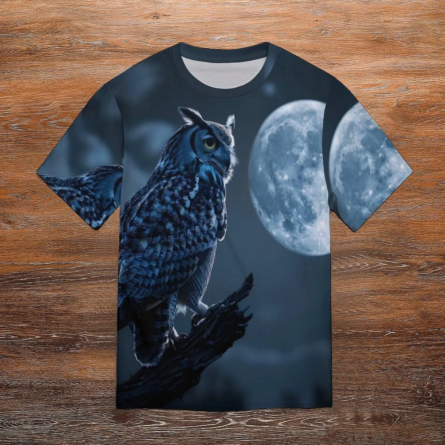 Owl Moon Night Men's T-Shirts Short Sleeve Tee Hawaiian Shirt Summer Tops Casual Workout Shirts