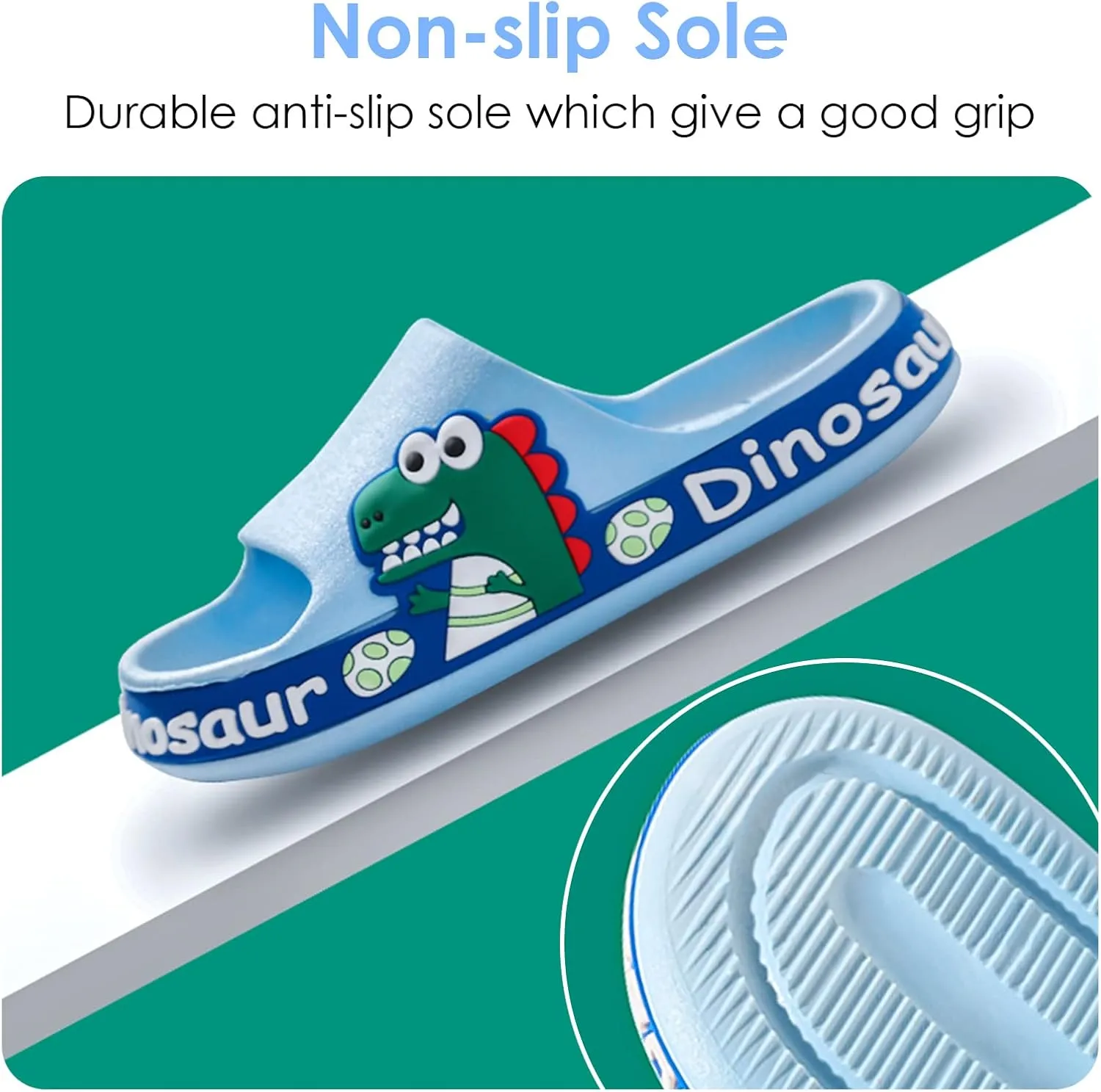 Panegy Boys Girls Shower Slides Cute Dinosaur Print Slides Sandals Non-Slip Summer Beach Slippers Sandals