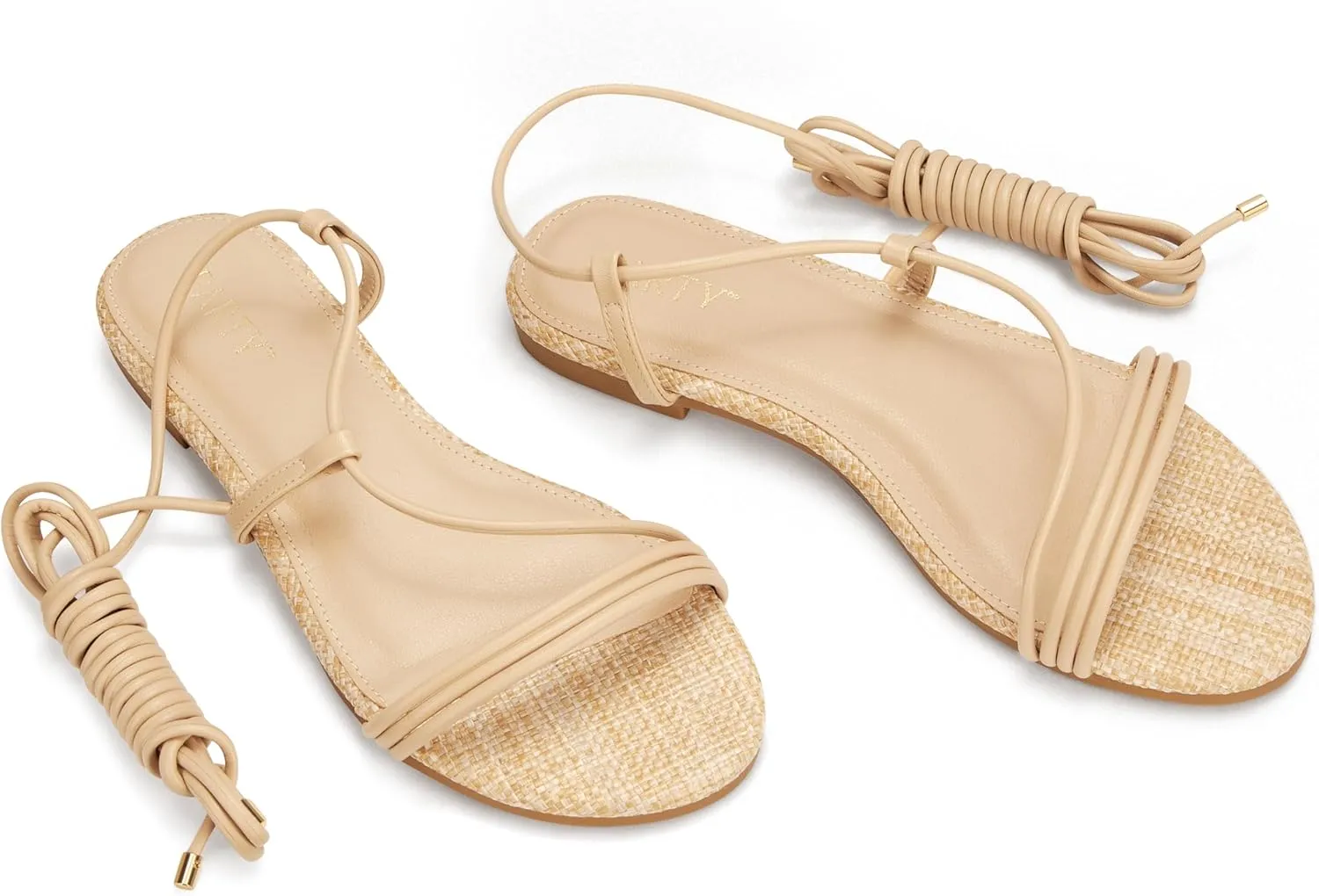 PARTY Women's Strappy Sandals Lace Up Flats Tie Up Open Toe Ankle Strap Shoes