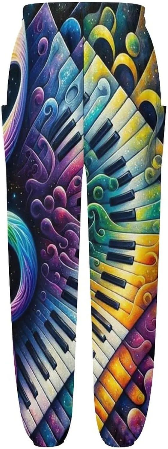 Piano Music Yoga Bloomers Womens Hippie Harem Pant Lantern Pants Elastic Gym Yoga Trousers Loose Casual Sweatpants