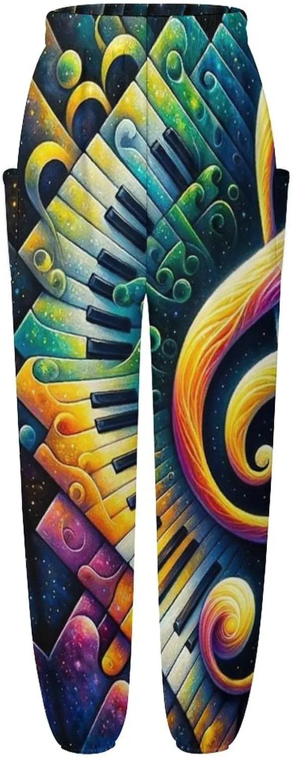 Piano Music Yoga Bloomers Womens Hippie Harem Pant Lantern Pants Elastic Gym Yoga Trousers Loose Casual Sweatpants