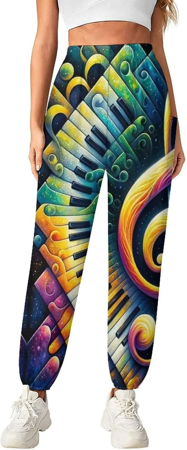 Piano Music Yoga Bloomers Womens Hippie Harem Pant Lantern Pants Elastic Gym Yoga Trousers Loose Casual Sweatpants