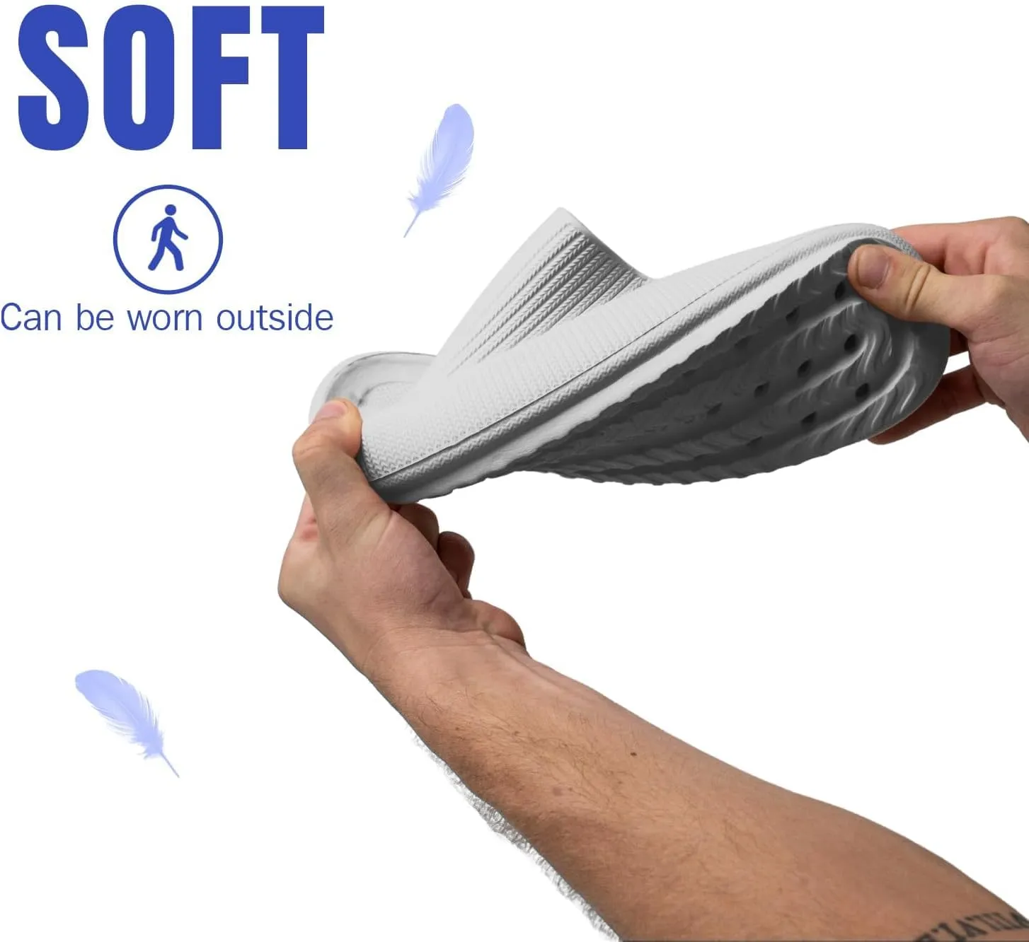 Pillow Cloud Slides with Fur: Cozy & Comfy Cushioned Indoor/Outdoor Slippers - Thick-Sole House Slides & Shower Sandals for Men & Women