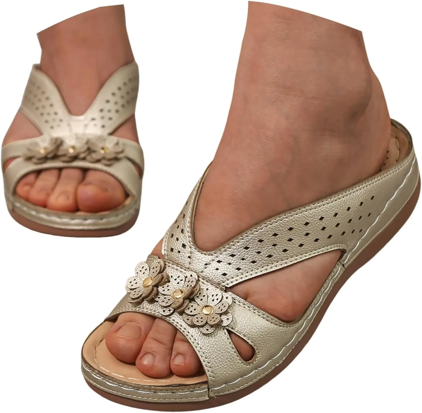 Platform Flip Flops for Women,Orthopedic Sandals for Women Arch Support Walking Sandals Women Dressy Comfortable Slip-On Slippers Summer Casual Slide Wedges Ladies Lightweight Beach Thong Sandals