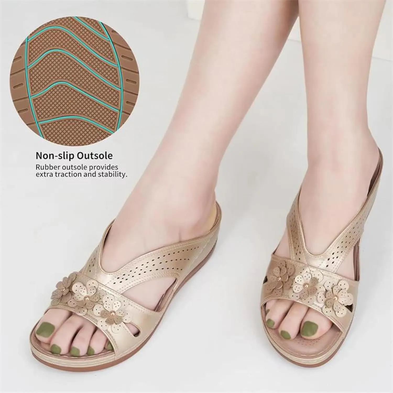 Platform Flip Flops for Women,Orthopedic Sandals for Women Arch Support Walking Sandals Women Dressy Comfortable Slip-On Slippers Summer Casual Slide Wedges Ladies Lightweight Beach Thong Sandals