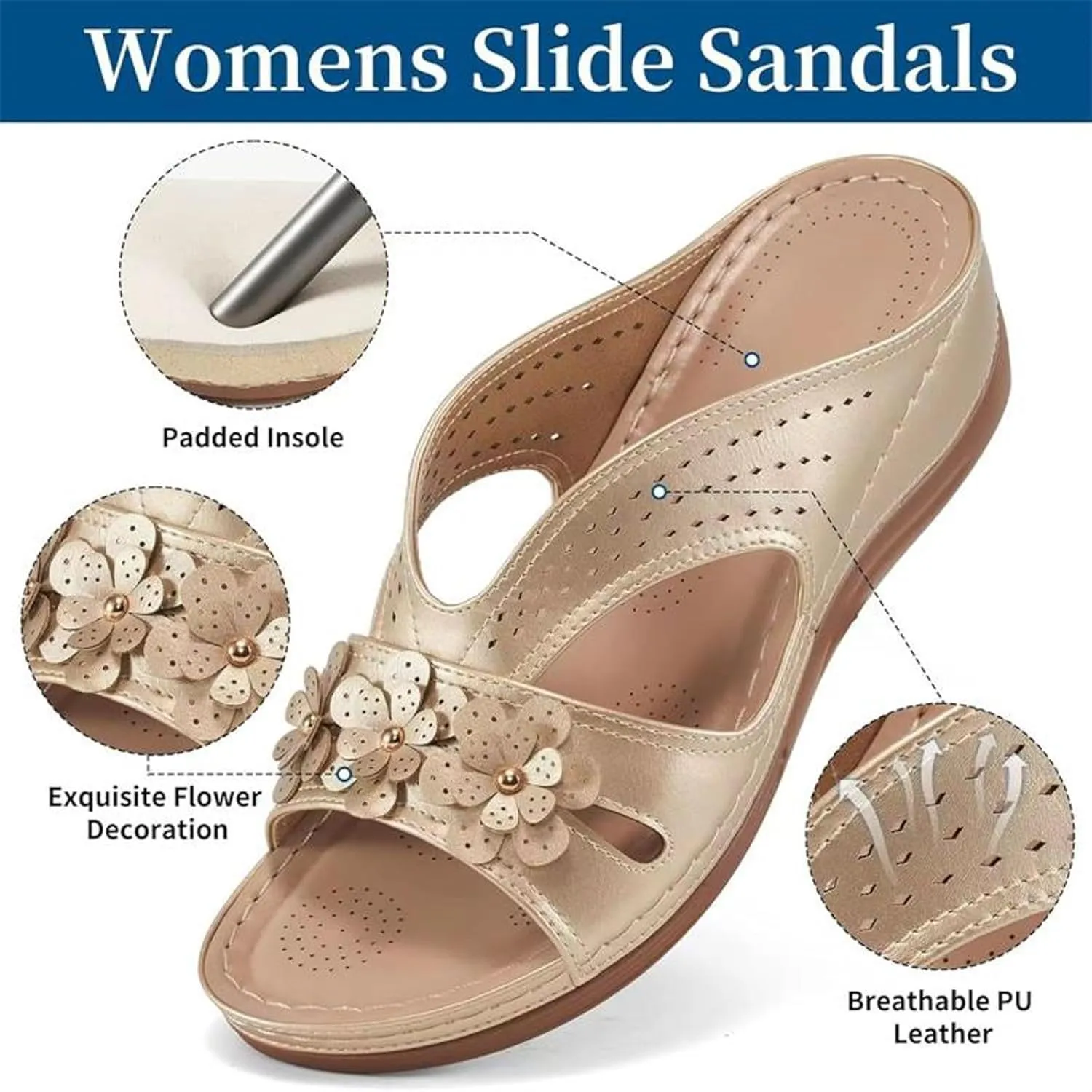 Platform Flip Flops for Women,Orthopedic Sandals for Women Arch Support Walking Sandals Women Dressy Comfortable Slip-On Slippers Summer Casual Slide Wedges Ladies Lightweight Beach Thong Sandals