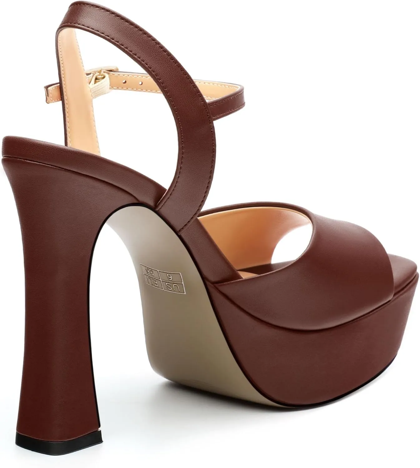 Platform High Heels for Women, Chunky Heels Sandals for Women Comfy Square Open Toe Ankle Strap Stylish Heeled Sandals Party Prom Wedding Dress Pumps Shoes 4.7 Inch