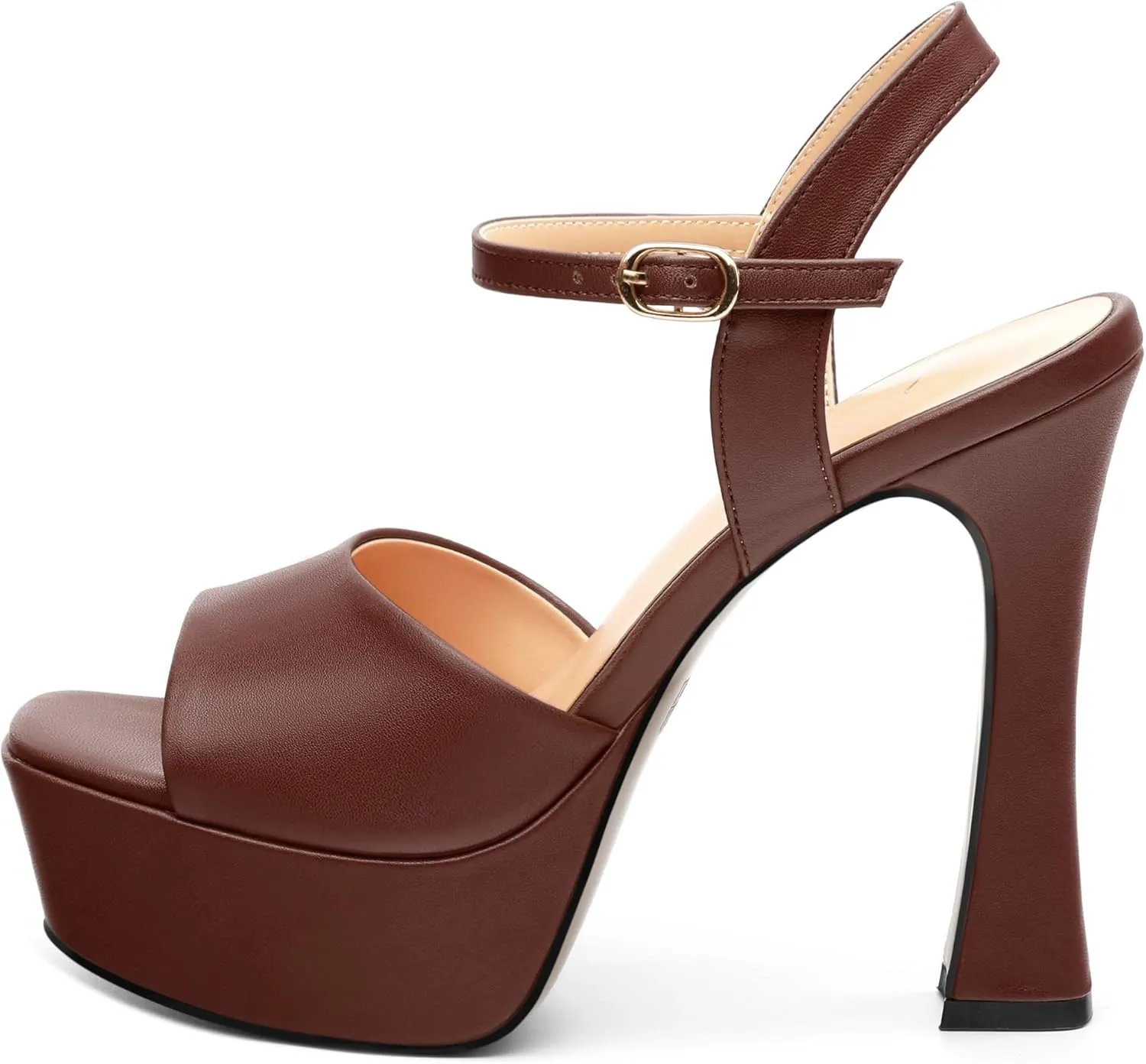 Platform High Heels for Women, Chunky Heels Sandals for Women Comfy Square Open Toe Ankle Strap Stylish Heeled Sandals Party Prom Wedding Dress Pumps Shoes 4.7 Inch