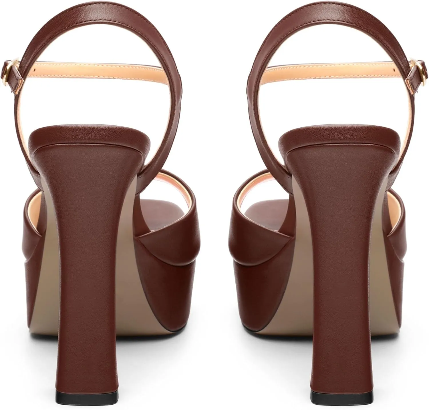 Platform High Heels for Women, Chunky Heels Sandals for Women Comfy Square Open Toe Ankle Strap Stylish Heeled Sandals Party Prom Wedding Dress Pumps Shoes 4.7 Inch
