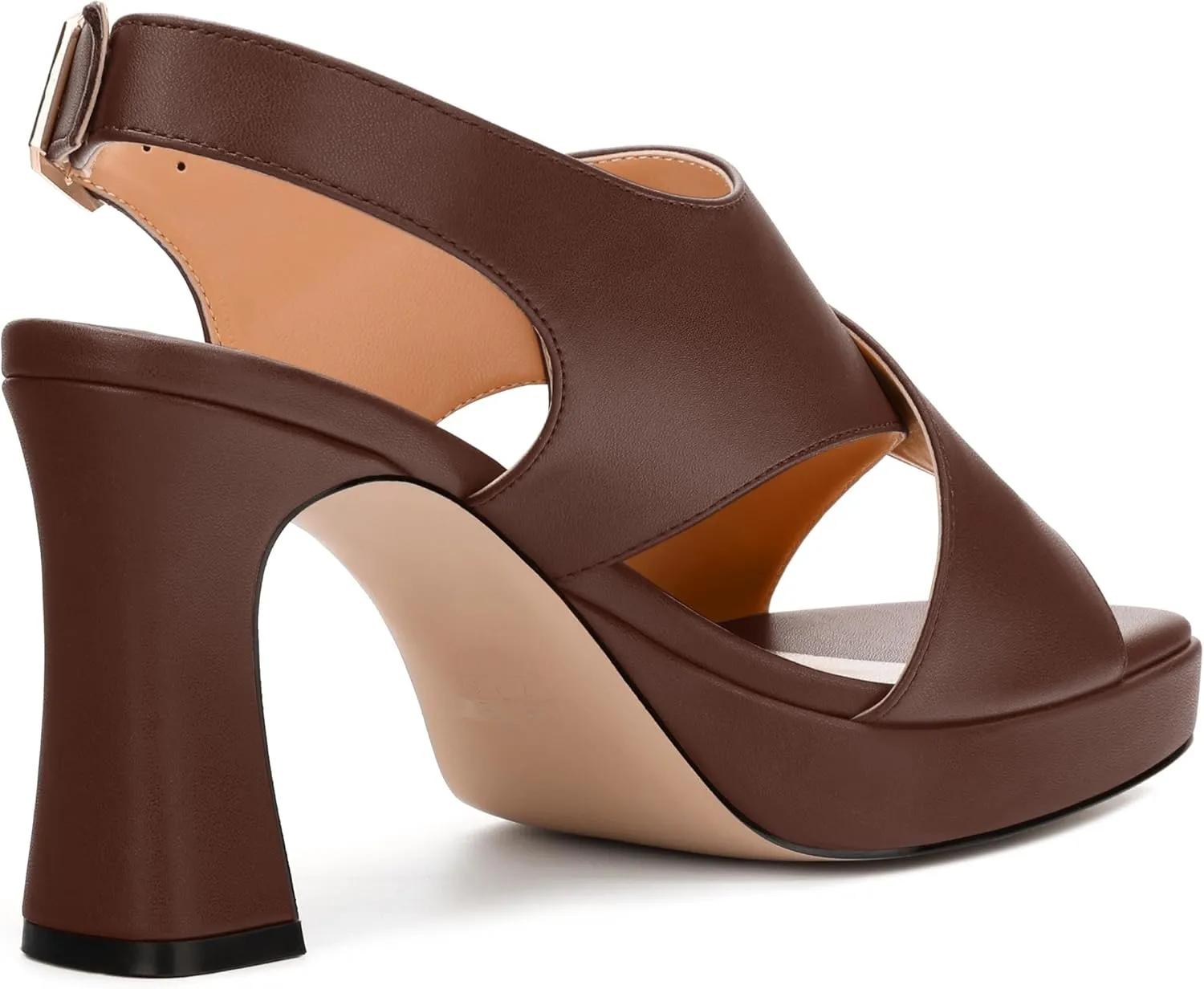 Platform Sandals, Buckle Slingback High Heels for Women, Square Open Toe Fashion Solid Block Heeled Sandal