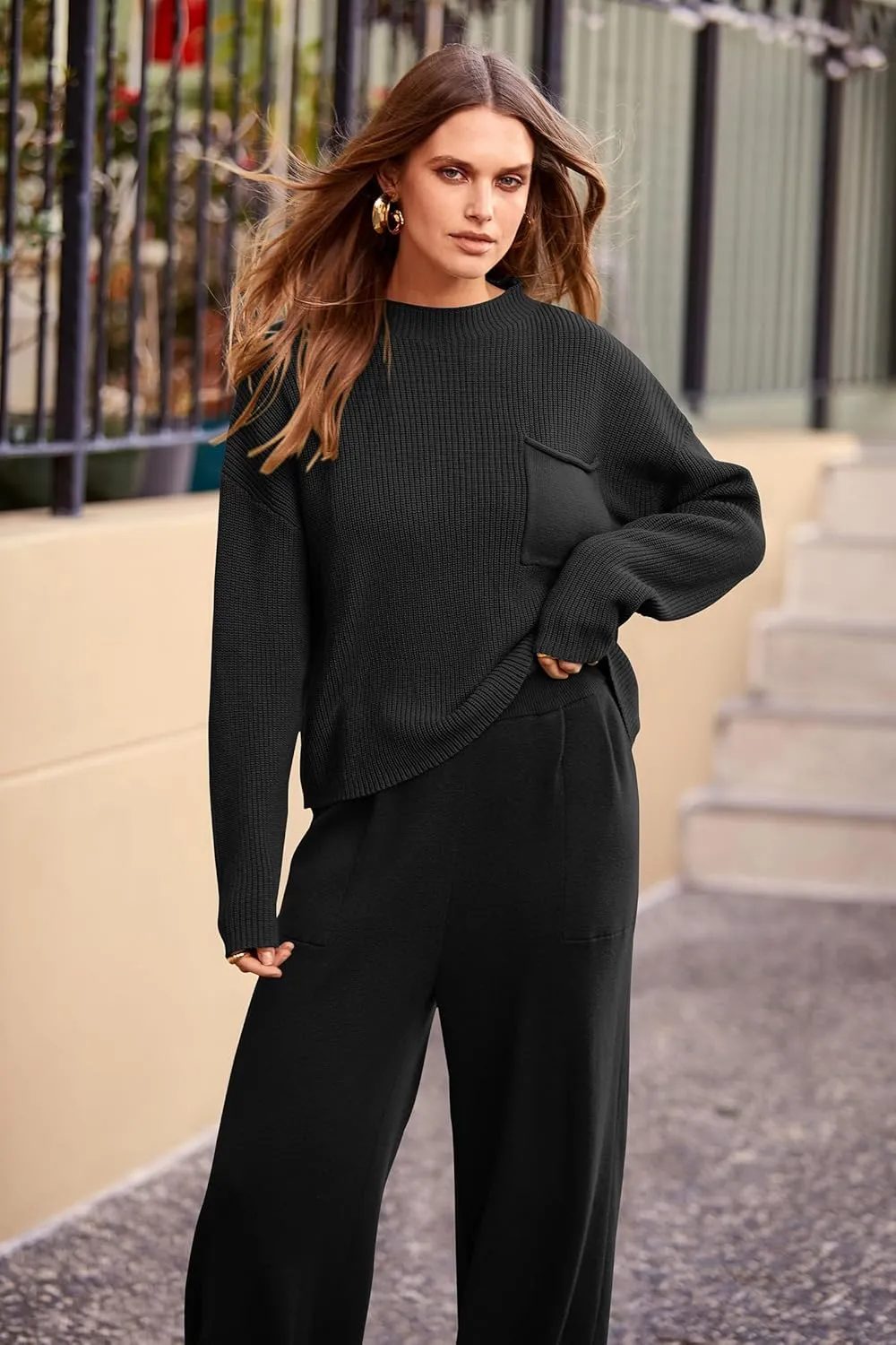 PRETTYGARDEN Women's Winter 2 Piece Sweater Set Casual Pullover Top High Waisted Sweatpants Tracksuit Lounge Outfits