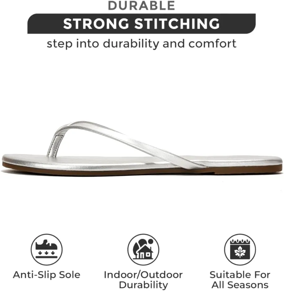 Project Cloud Vegan Leather Flip Flops for Women Footwear - Memory Foam Flats Sandals for Women 2025 - Lightweight Sandals Summer Beach Essentials Slides (Foundations)