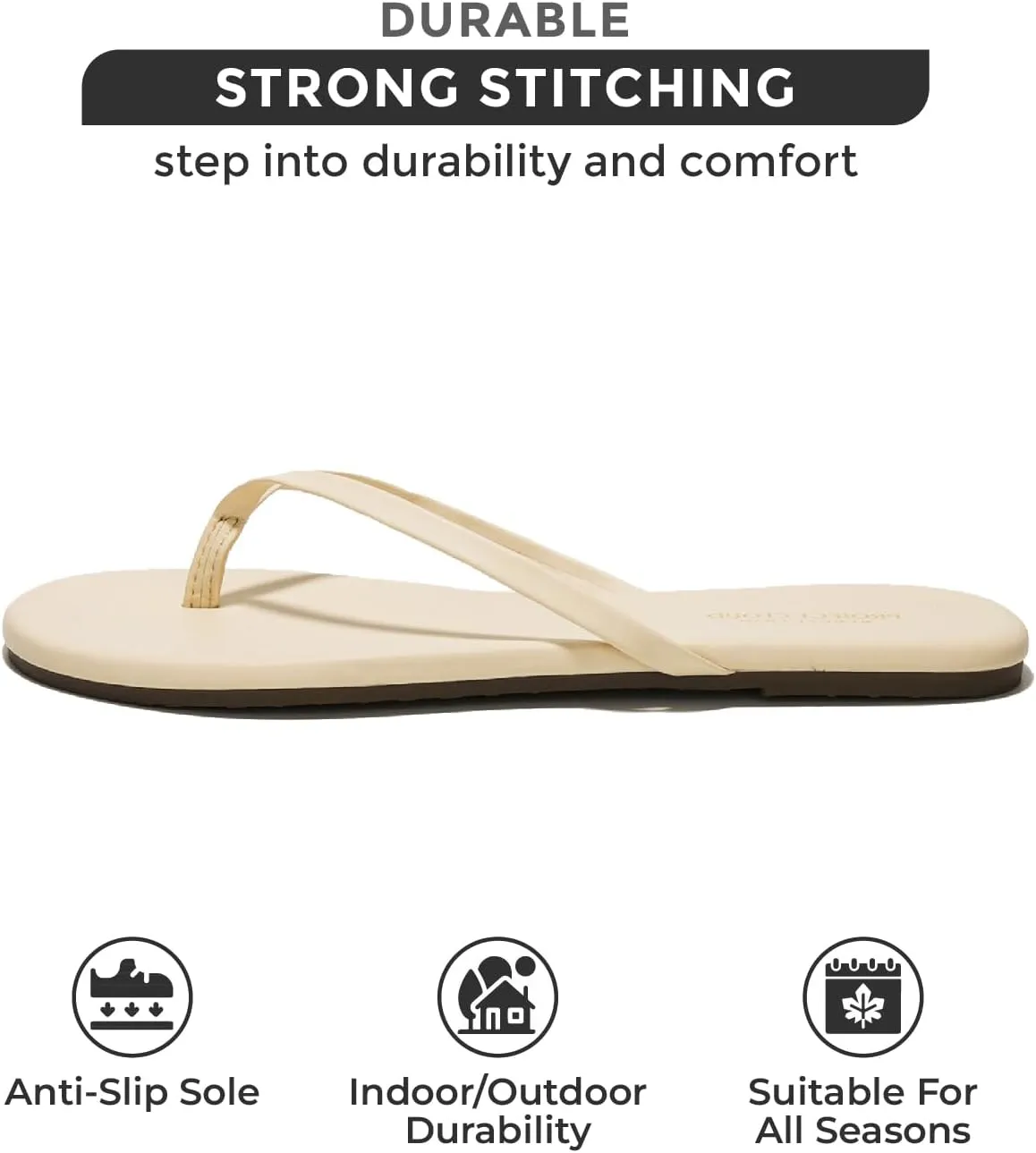 Project Cloud Vegan Leather Flip Flops for Women Footwear - Memory Foam Flats Summer Sandals for Women 2025 - Lightweight Sandals Summer Beach Essentials Slides (Foundations)
