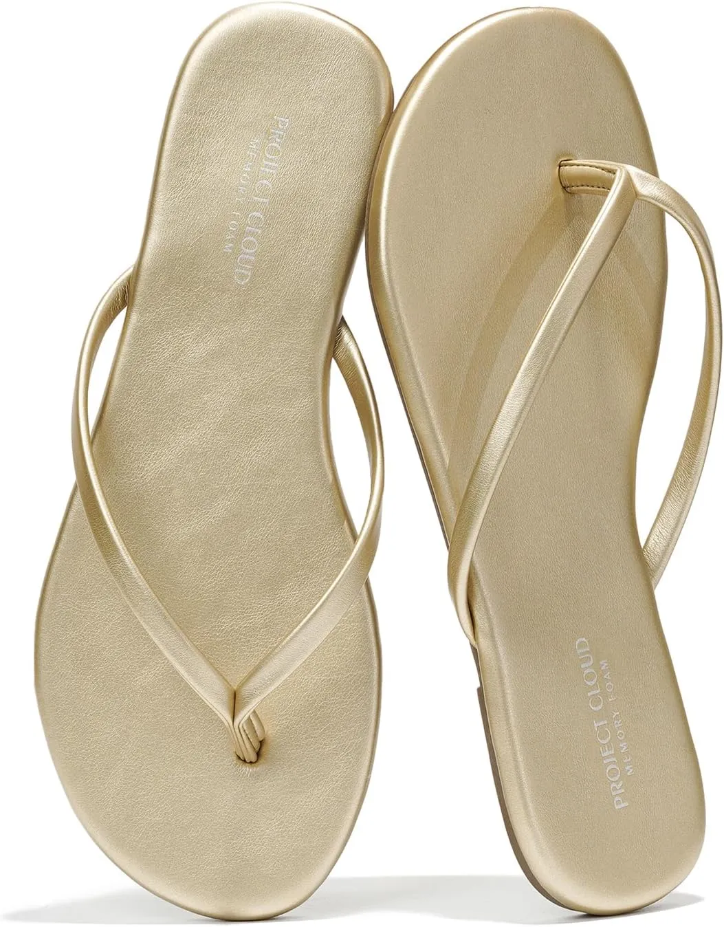 Project Cloud Vegan Leather Flip Flops for Women Footwear - Memory Foam Flats Summer Sandals for Women 2025 - Lightweight Sandals Summer Beach Essentials Slides (Foundations)