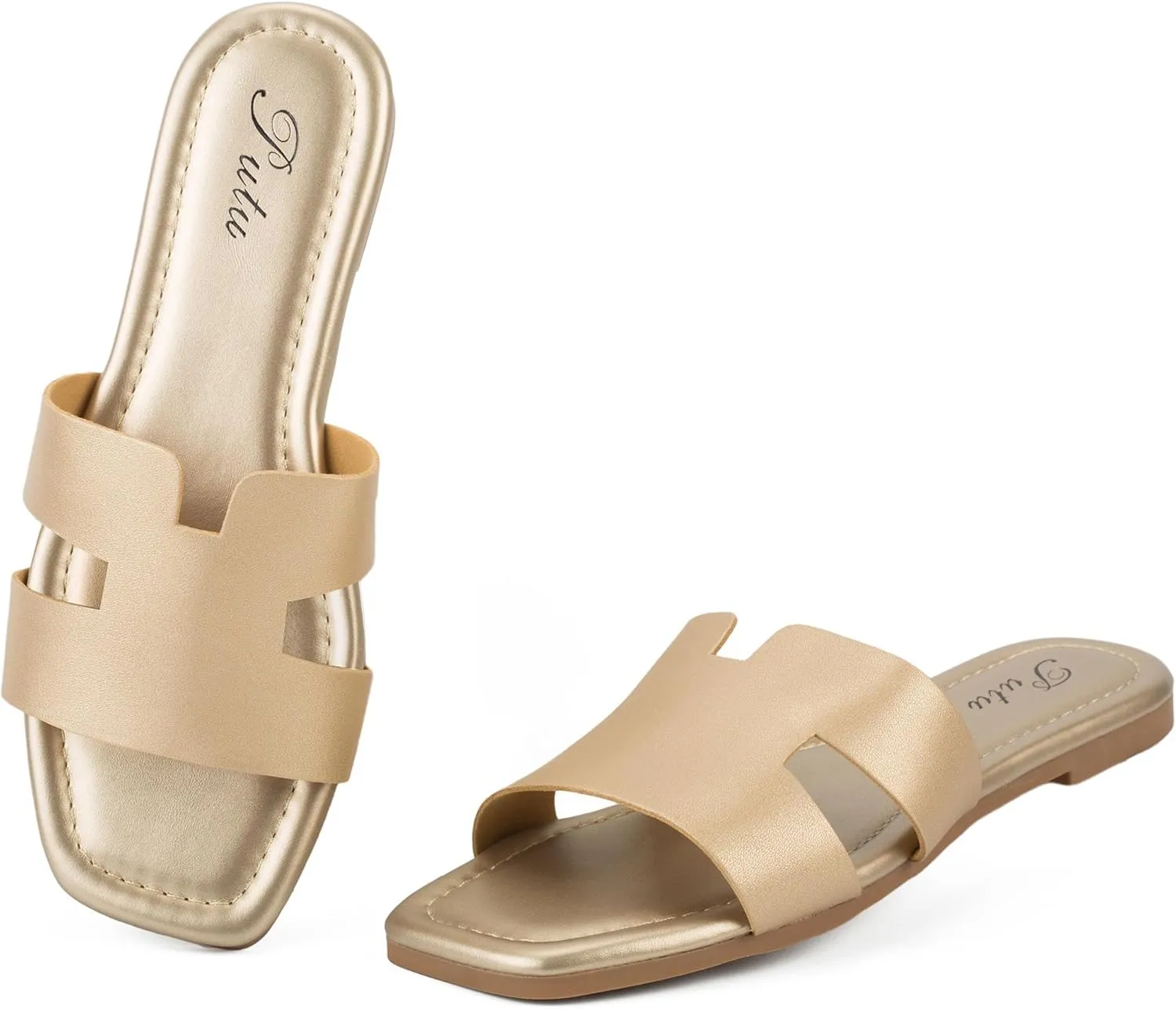 Putu Women's Flat Sandals Summer Sandals Cute Slide Sandals