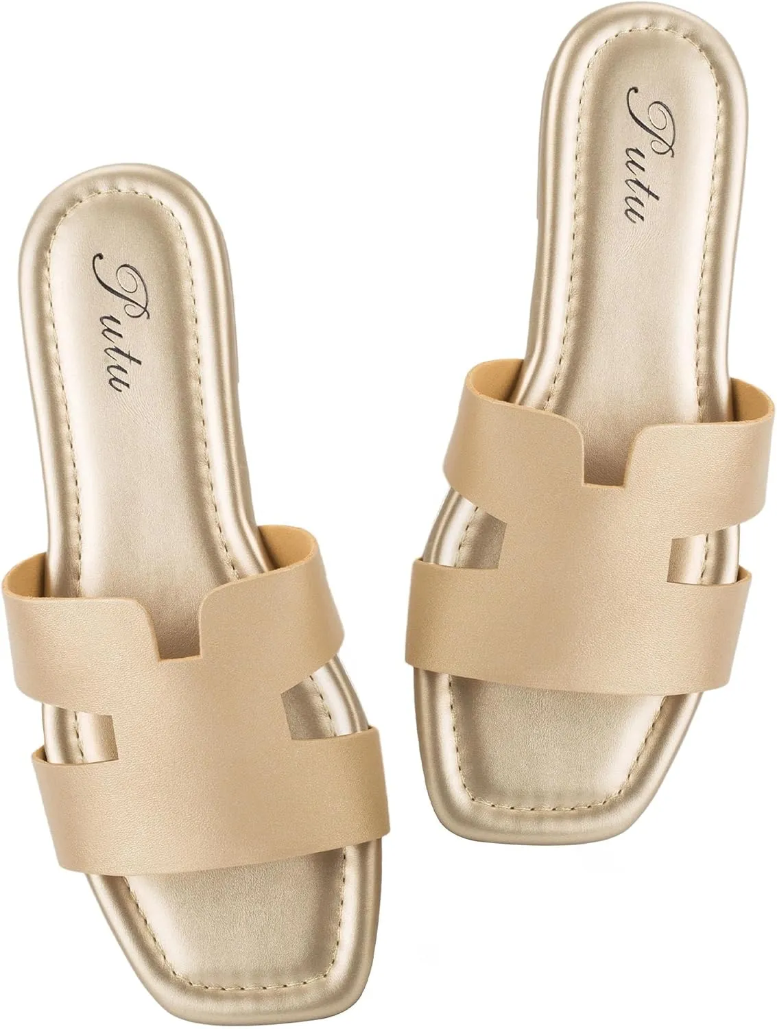 Putu Women's Flat Sandals Summer Sandals Cute Slide Sandals